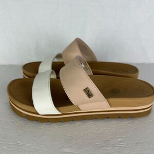 Reef Womens Banded Horizon Hi Sandal Size 9 Beige Platform Strappy Slip On